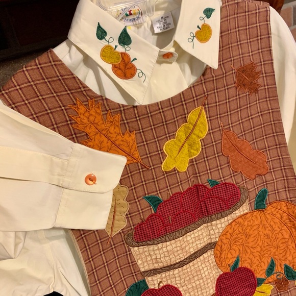 SOLD *** 90's Vintage Fall Havesrt 2pc Jumper Dress - Picture 2 of 16